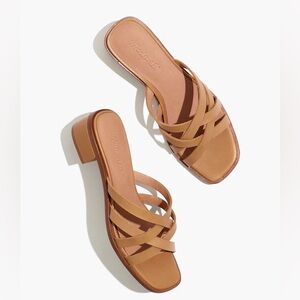 Madewell Tan The Melanie Mule Sandal in Vachetta Leather Strappy Neutral Summer